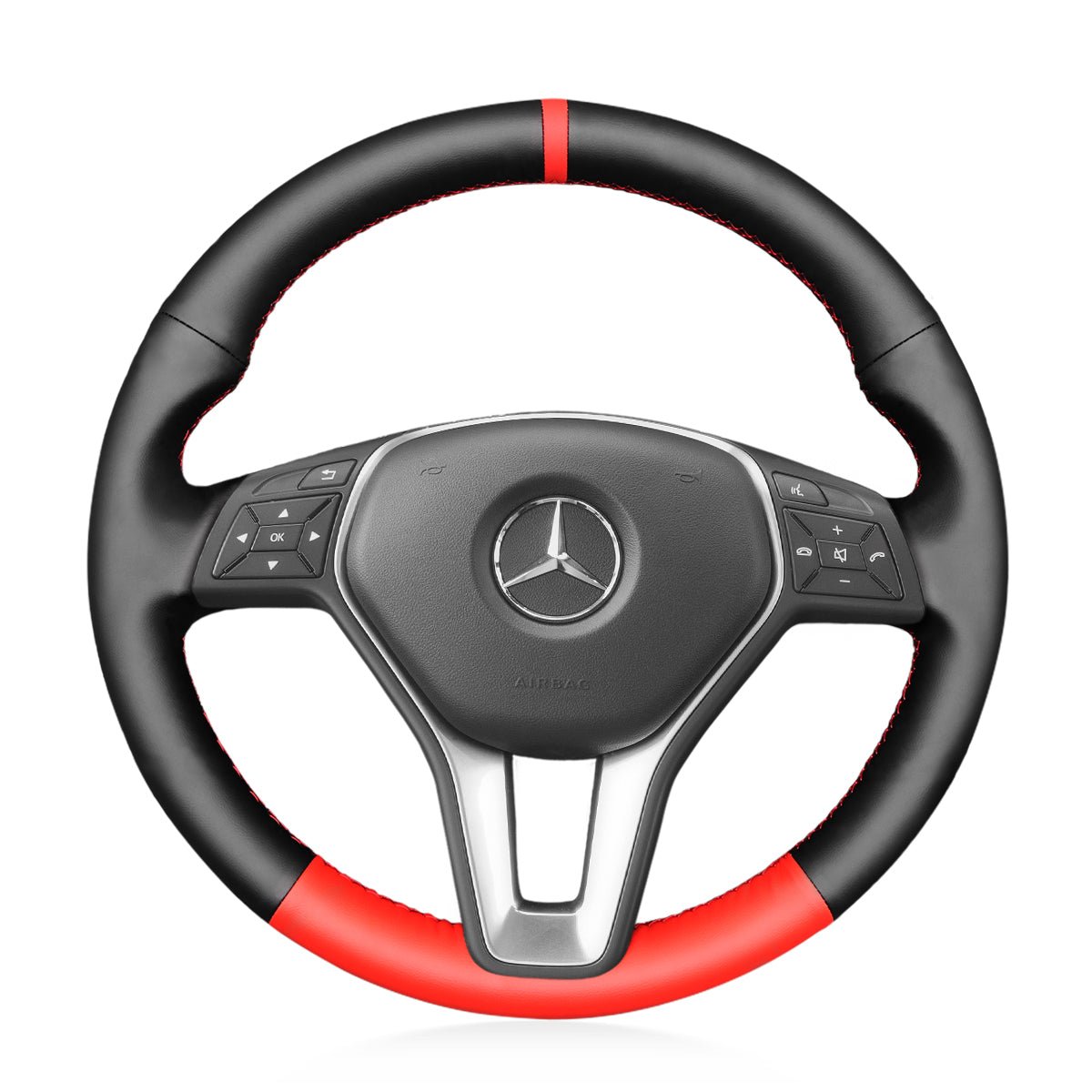 MEWANT Leather Suede Car Steering Wheel Cover for Mercedes Benz W246 W204 C117 C218 W212 X156 X204 - Alcantara, Leather, Carbon Fiber, Easy Install, Non - Slip, Best Steering Wheel Cover