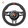 MEWANT Leather Suede Car Steering Wheel Cover for Porsche 911 718 Boxster Cayman 718 Spyder 918 Spyder Cayenne Macan Panamera - Alcantara, Leather, Carbon Fiber, Easy Install, Non - Slip, Best Steering Wheel Cover