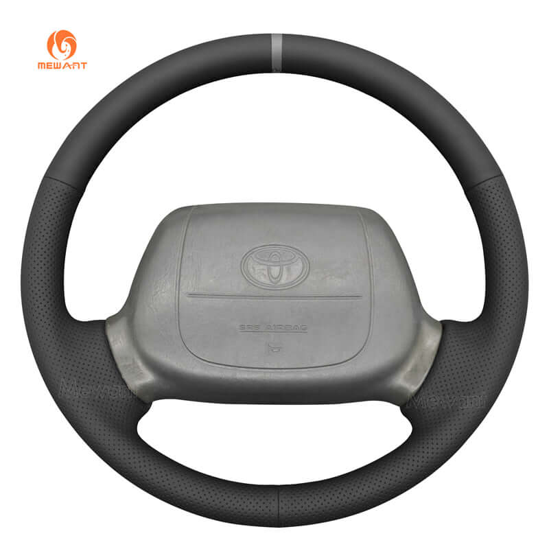 MEWANT Leather Suede Car Steering Wheel Cover for Toyota 4 Runner/ Avalon/ Tacoma/ Hilux/ Hiace/ Granvia/ Townace 1995 - 2004 - Alcantara, Leather, Carbon Fiber, Easy Install, Non - Slip, Best Steering Wheel Cover