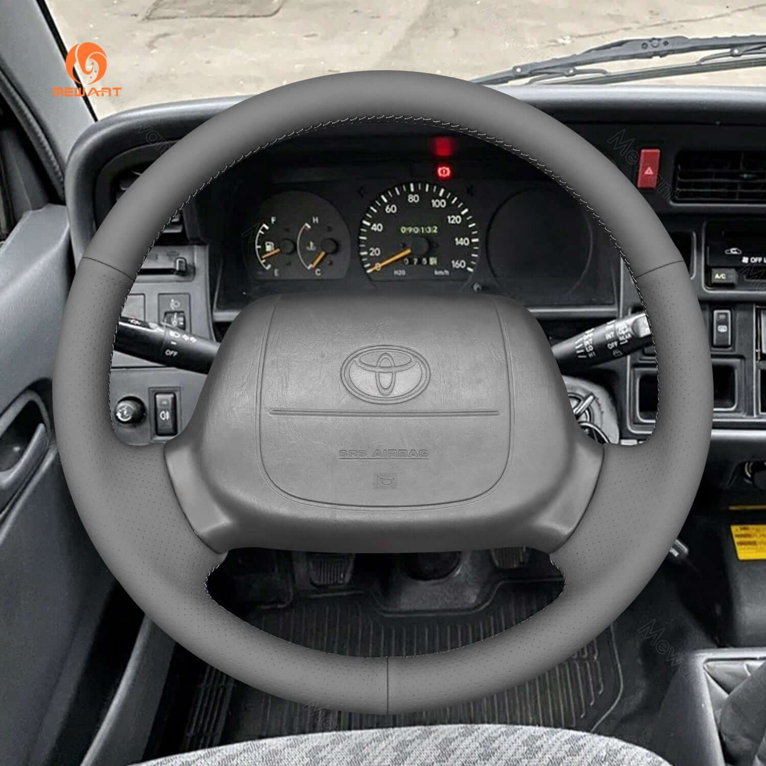 MEWANT Leather Suede Car Steering Wheel Cover for Toyota 4 Runner/ Avalon/ Tacoma/ Hilux/ Hiace/ Granvia/ Townace 1995 - 2004 - Alcantara, Leather, Carbon Fiber, Easy Install, Non - Slip, Best Steering Wheel Cover