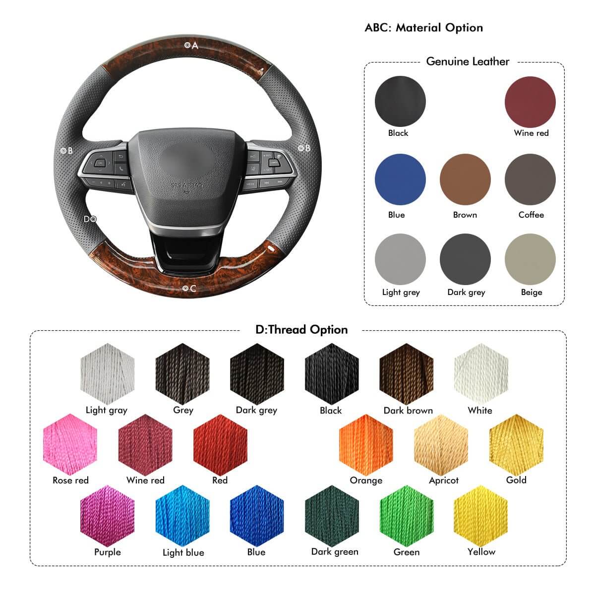MEWANT Leather Suede Car Steering Wheel Cover for Toyota Highlander Sienna 2022 - Alcantara, Leather, Carbon Fiber, Easy Install, Non - Slip, Best Steering Wheel Cover