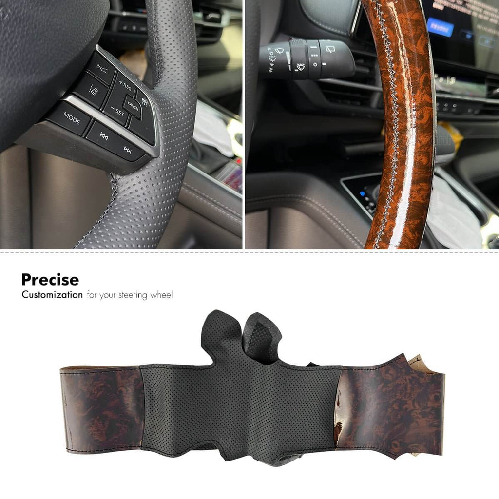 MEWANT Leather Suede Car Steering Wheel Cover for Toyota Highlander Sienna 2022 - Alcantara, Leather, Carbon Fiber, Easy Install, Non - Slip, Best Steering Wheel Cover