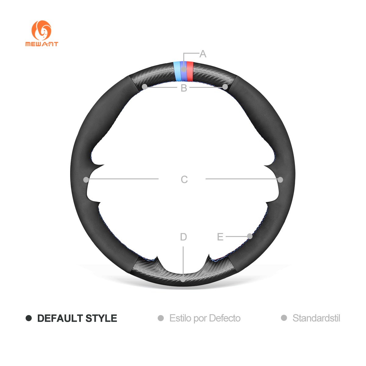 MEWANT Leather Suede Carbon Fiber Car Steering Wheel Cover for BMW 2 Series F45 F46 X1 F48 X2 F39 - Alcantara, Leather, Carbon Fiber, Easy Install, Non - Slip, Best Steering Wheel Cover