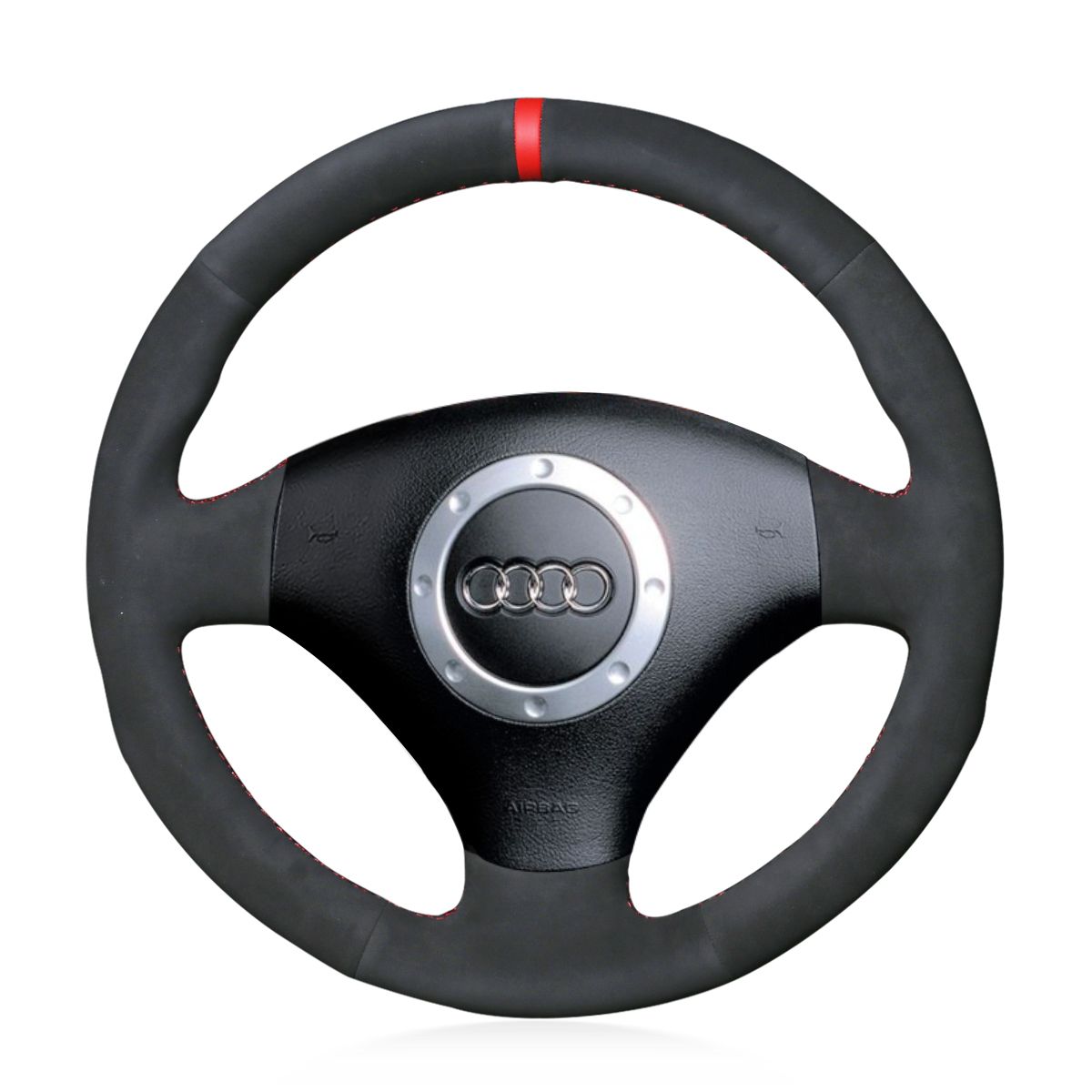 MEWANT Leather Suede Carbon Fiber Car Steering Wheel Cover for Audi A2 (8Z) A3 (8L) Sportback A4 (B6) Avant A6 (C5) A8 (D2) TT (8N) S3 S4 RS 4 RS 6 for A2 (8Z) A3 (8L) Sportback A4 (B6) Avant A6 (C5) A8 (D2) TT (8N) S3 S4 RS 4 RS 6 - Alcantara, Leather, Carbon Fiber, Easy Install, Non - Slip, Best Steering Wheel Cover