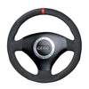 MEWANT Leather Suede Carbon Fiber Car Steering Wheel Cover for Audi A2 (8Z) A3 (8L) Sportback A4 (B6) Avant A6 (C5) A8 (D2) TT (8N) S3 S4 RS 4 RS 6 for A2 (8Z) A3 (8L) Sportback A4 (B6) Avant A6 (C5) A8 (D2) TT (8N) S3 S4 RS 4 RS 6 - Mewant Cover