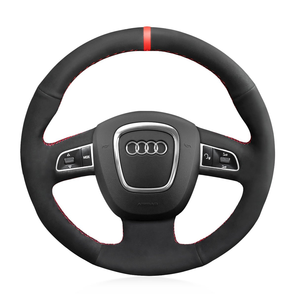 MEWANT Leather Suede Carbon Fiber Car Steering Wheel Cover for Audi A3 (8P) Sportback A4 (B8) Avant A5 (8T) A6 (C6) A8 (D3) Q5 (8R) Q7 (4L) S3 S4 S5 S6 S8 RS 4 Seat Exeo (ST) - Alcantara, Leather, Carbon Fiber, Easy Install, Non - Slip, Best Steering Wheel Cover
