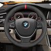 MEWANT Leather Suede Carbon Fiber Car Steering Wheel Cover for BMW 5 Series F10 F11 (Touring) F07 (GT) 6 SeriesF12 F13 F06 7 Series F01 F02 - Mewant Cover