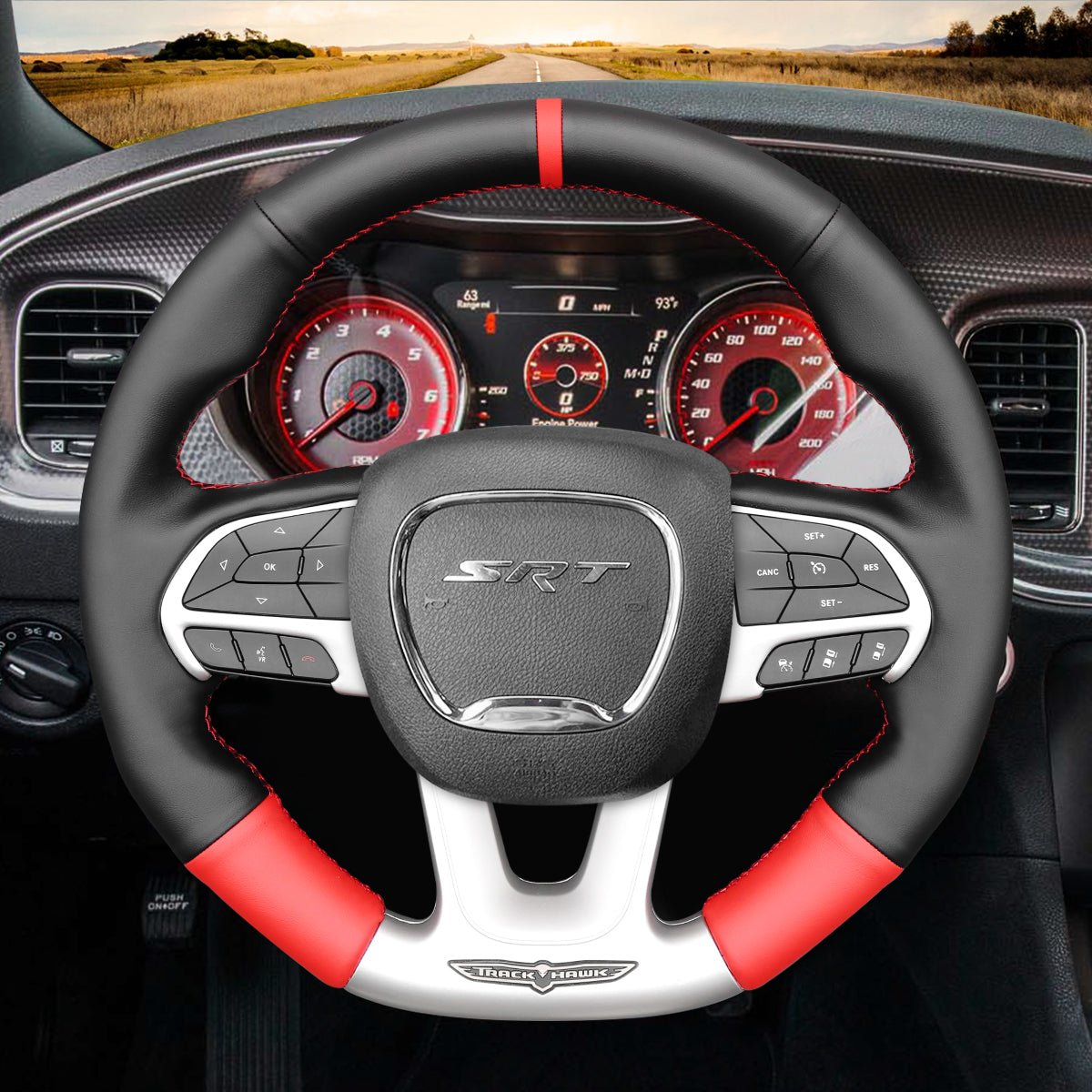 MEWANT Leather Suede Carbon Fiber Car Steering Wheel Cover for Dodge (SRT) Challenger Dodge Charger Durango - Mewant Cover