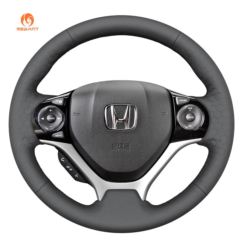 MEWANT Leather Suede Carbon Fiber Car Steering Wheel Cover for Honda Civic 9 2012 - 2017 - Alcantara, Leather, Carbon Fiber, Easy Install, Non - Slip, Best Steering Wheel Cover
