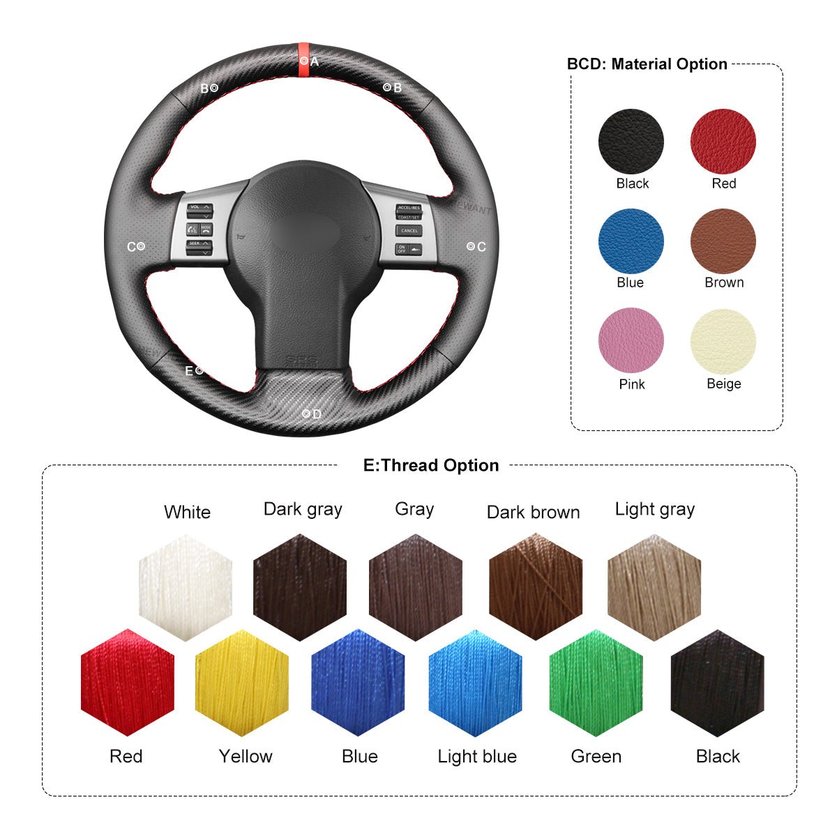 MEWANT Leather Suede Carbon Fiber Car Steering Wheel Cover for Infiniti FX FX45 2004 - 2008 / for Nissan 350Z 2002 - 2009 - Mewant Cover