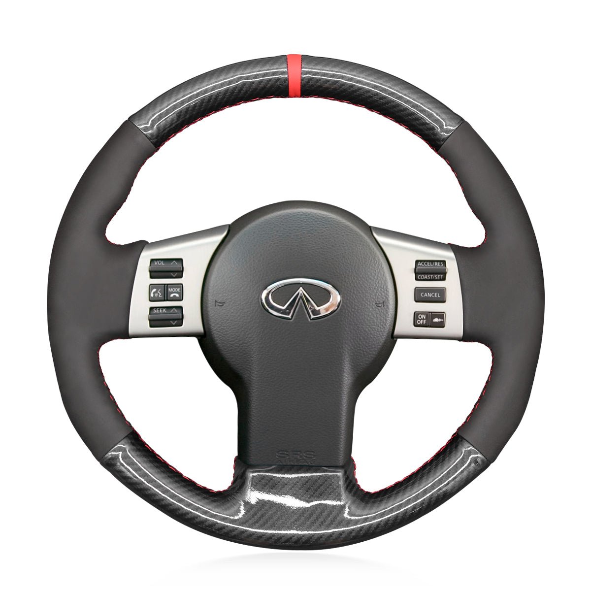 MEWANT Leather Suede Carbon Fiber Car Steering Wheel Cover for Infiniti FX FX45 2004 - 2008 / for Nissan 350Z 2002 - 2009 - Alcantara, Leather, Carbon Fiber, Easy Install, Non - Slip, Best Steering Wheel Cover