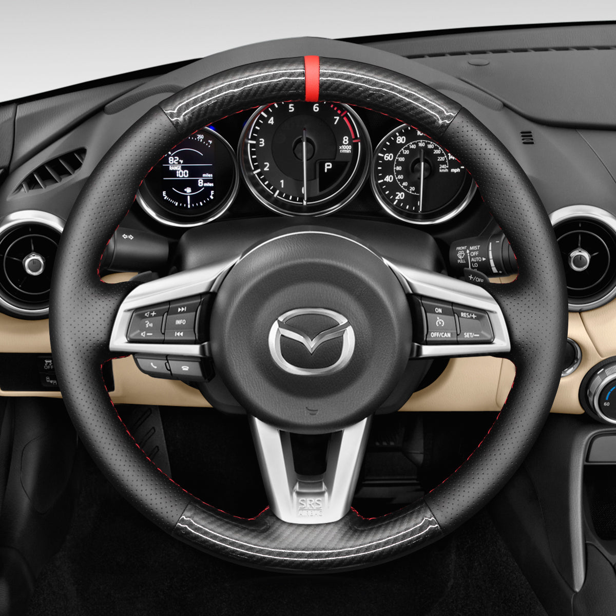 MEWANT Leather Suede Carbon Fiber Car Steering Wheel Cover for Mazda MX - 5 2016 - 2019 - Mewant Cover