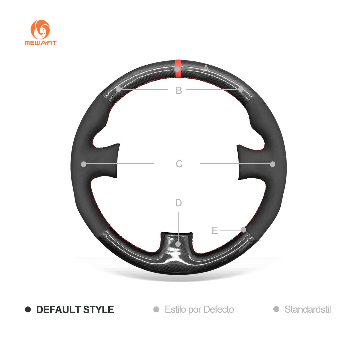 MEWANT Leather Suede Carbon Fiber Car Steering Wheel Cover for Mitsubishi Lancer Evolution EVO VI6 / V(5) / IV 4 - Alcantara, Leather, Carbon Fiber, Easy Install, Non - Slip, Best Steering Wheel Cover