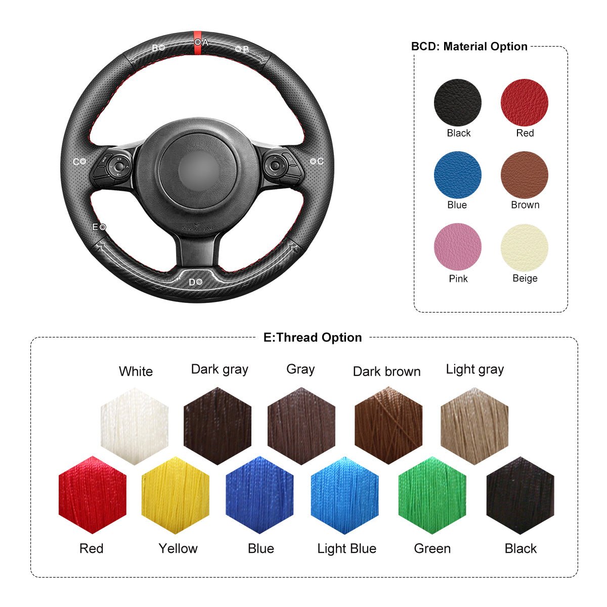 MEWANT Leather Suede Carbon Fiber Car Steering Wheel Cover for Toyota 86 (GT86) 2016 - 2020 / for Subaru BRZ 2016 - 2020 - Mewant Cover