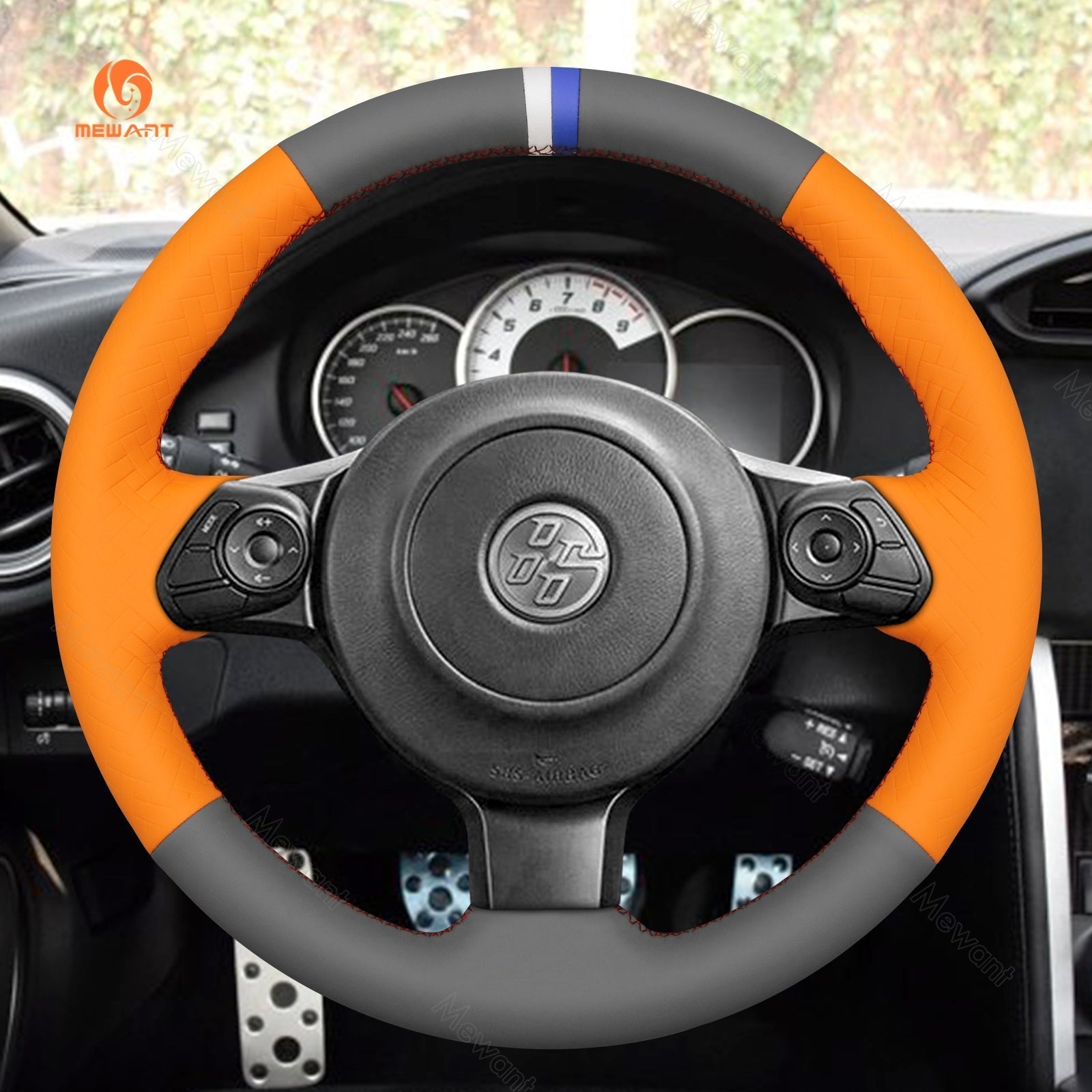 MEWANT Leather Suede Carbon Fiber Car Steering Wheel Cover for Toyota 86 (GT86) 2016 - 2020 / for Subaru BRZ 2016 - 2020 - Alcantara, Leather, Carbon Fiber, Easy Install, Non - Slip, Best Steering Wheel Cover