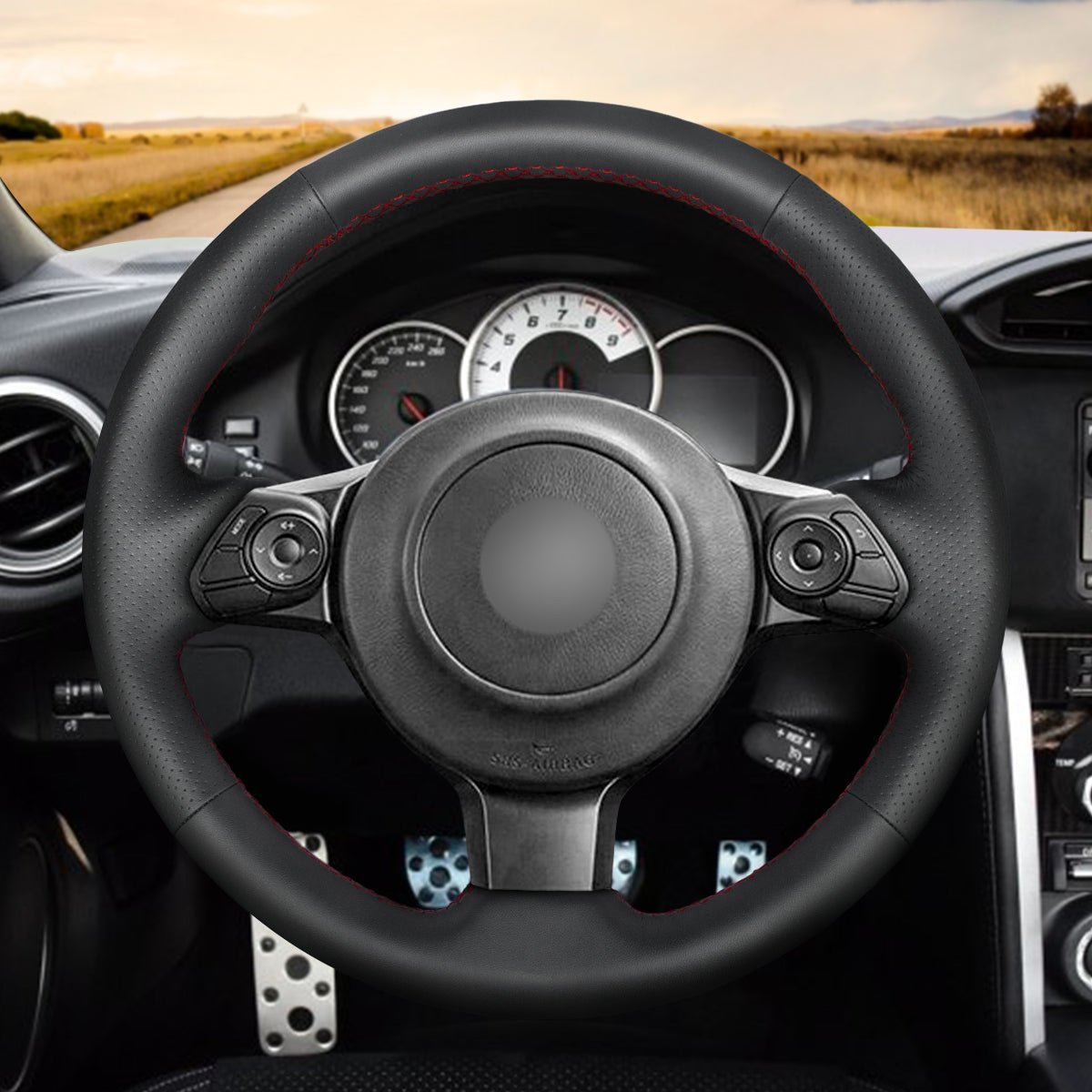 MEWANT Leather Suede Carbon Fiber Car Steering Wheel Cover for Toyota 86 (GT86) 2016 - 2020 / for Subaru BRZ 2016 - 2020 - Alcantara, Leather, Carbon Fiber, Easy Install, Non - Slip, Best Steering Wheel Cover