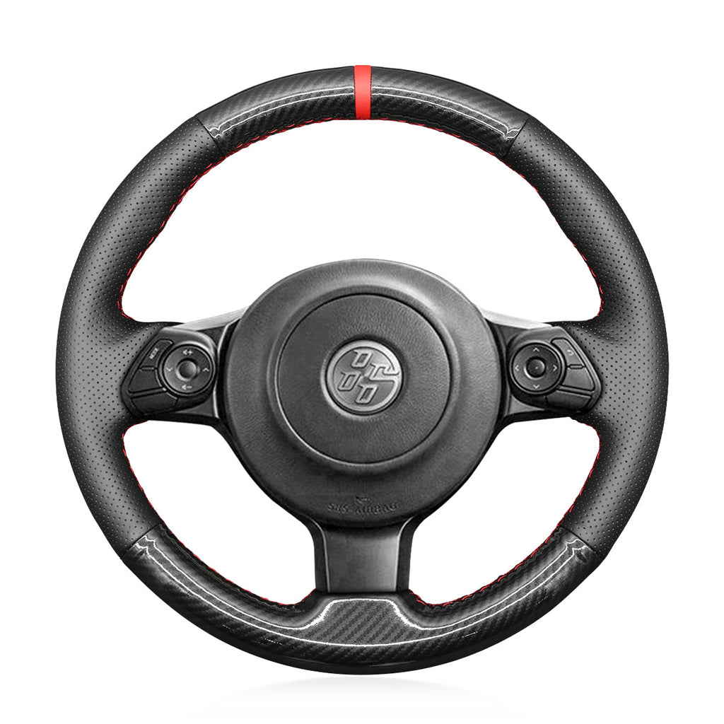 MEWANT Leather Suede Carbon Fiber Car Steering Wheel Cover for Toyota 86 (GT86) 2016 - 2020 / for Subaru BRZ 2016 - 2020 - Alcantara, Leather, Carbon Fiber, Easy Install, Non - Slip, Best Steering Wheel Cover