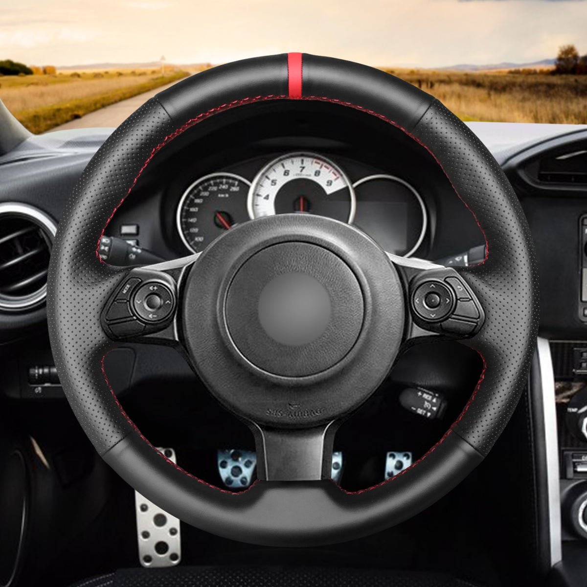 MEWANT Leather Suede Carbon Fiber Car Steering Wheel Cover for Toyota 86 (GT86) 2016 - 2020 / for Subaru BRZ 2016 - 2020 - Alcantara, Leather, Carbon Fiber, Easy Install, Non - Slip, Best Steering Wheel Cover