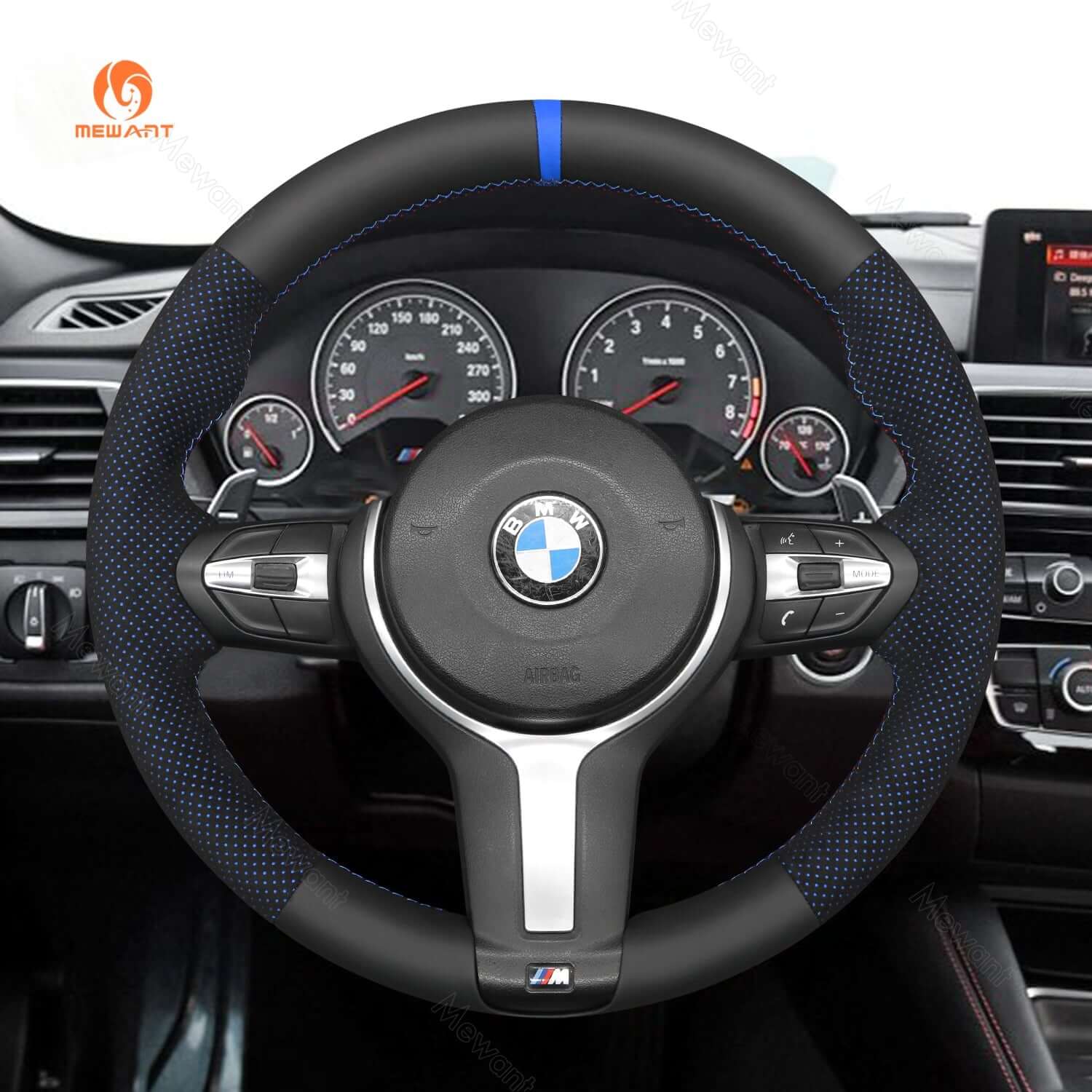 Mewant Mesh Alcantara DIY Customize Style - For BMW Series - Alcantara, Leather, Carbon Fiber, Easy Install, Non - Slip, Best Steering Wheel Cover