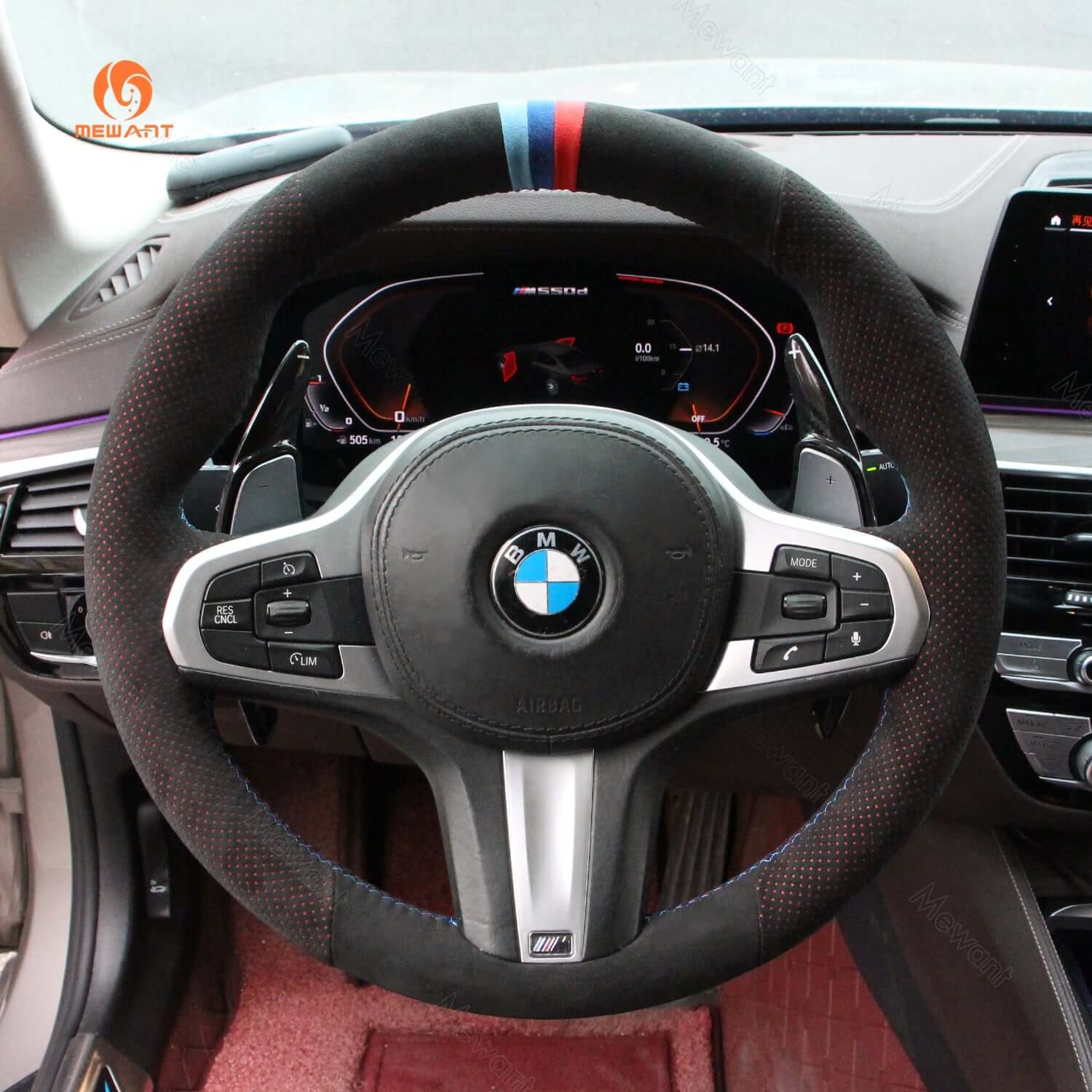 Mewant Mesh Alcantara DIY Customize Style - For BMW Series - Alcantara, Leather, Carbon Fiber, Easy Install, Non - Slip, Best Steering Wheel Cover