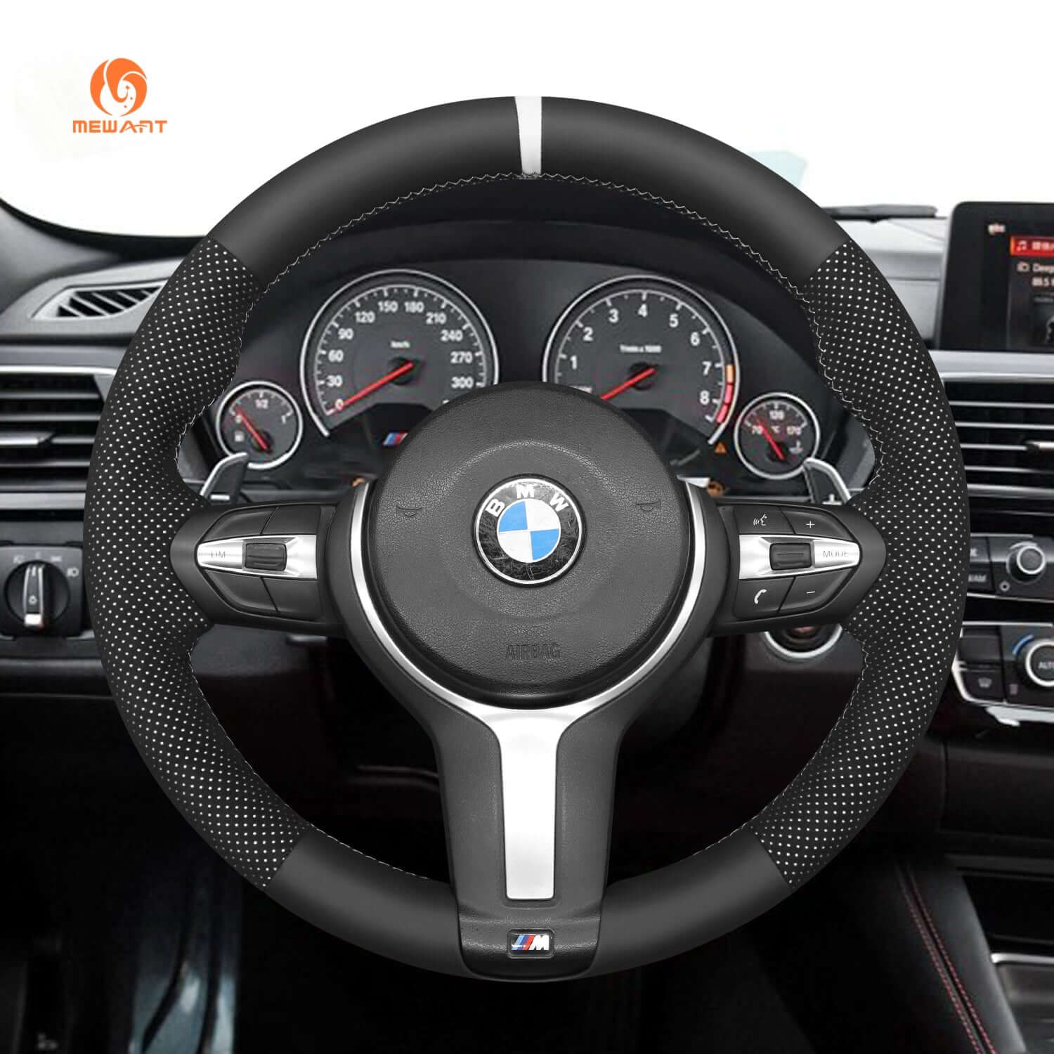 Mewant Mesh Alcantara DIY Customize Style - For BMW Series - Alcantara, Leather, Carbon Fiber, Easy Install, Non - Slip, Best Steering Wheel Cover