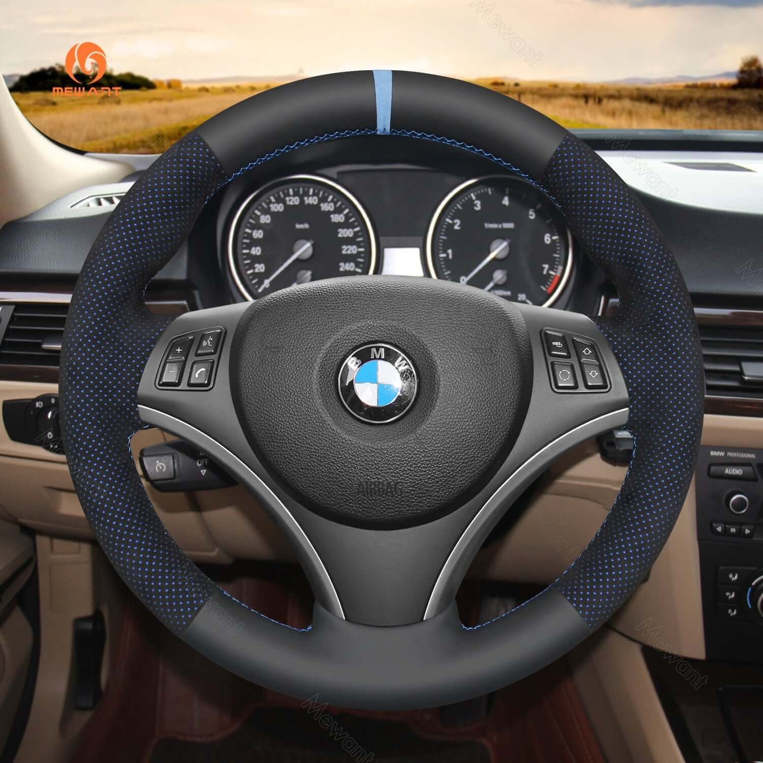 Mewant Mesh Alcantara DIY Customize Style - For BMW Series - Alcantara, Leather, Carbon Fiber, Easy Install, Non - Slip, Best Steering Wheel Cover