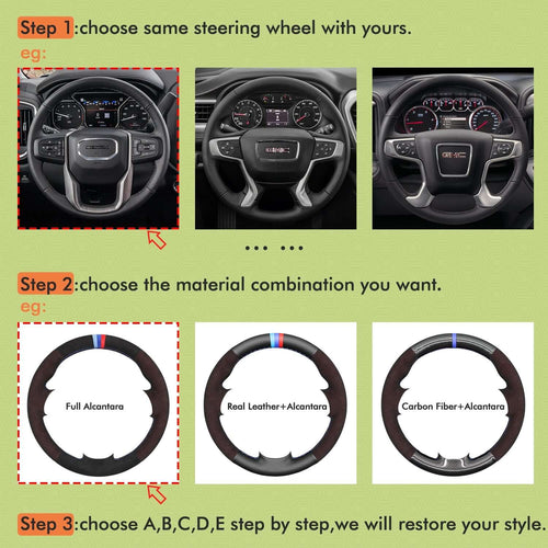 Mewant Mesh Alcantara DIY Customize Style - For GMC Series - Alcantara, Leather, Carbon Fiber, Easy Install, Non - Slip, Best Steering Wheel Cover