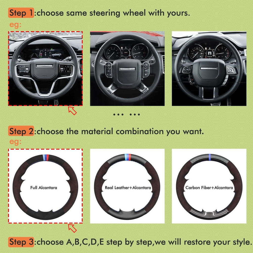 Mewant Mesh Alcantara DIY Customize Style - For Land Rover Series - Alcantara, Leather, Carbon Fiber, Easy Install, Non - Slip, Best Steering Wheel Cover