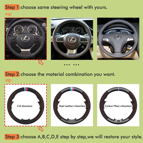 Mewant Mesh Alcantara DIY Customize Style - For Lexus Series - Alcantara, Leather, Carbon Fiber, Easy Install, Non - Slip, Best Steering Wheel Cover