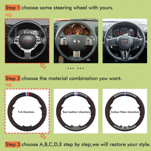 Mewant Mesh Alcantara DIY Customize Style - For Nissan Series - Alcantara, Leather, Carbon Fiber, Easy Install, Non - Slip, Best Steering Wheel Cover