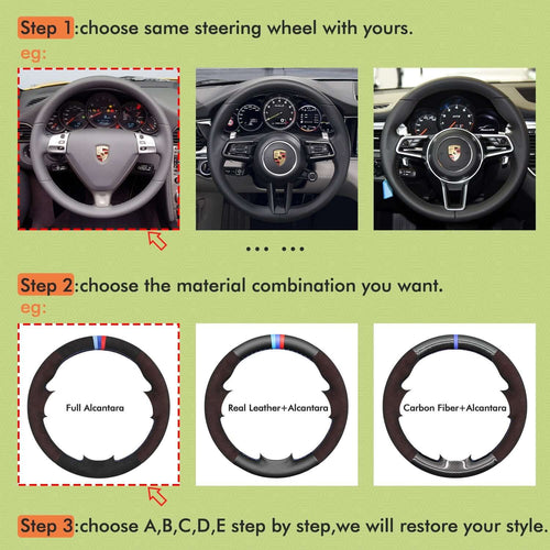 Mewant Mesh Alcantara DIY Customize Style - For Porsche Series - Alcantara, Leather, Carbon Fiber, Easy Install, Non - Slip, Best Steering Wheel Cover