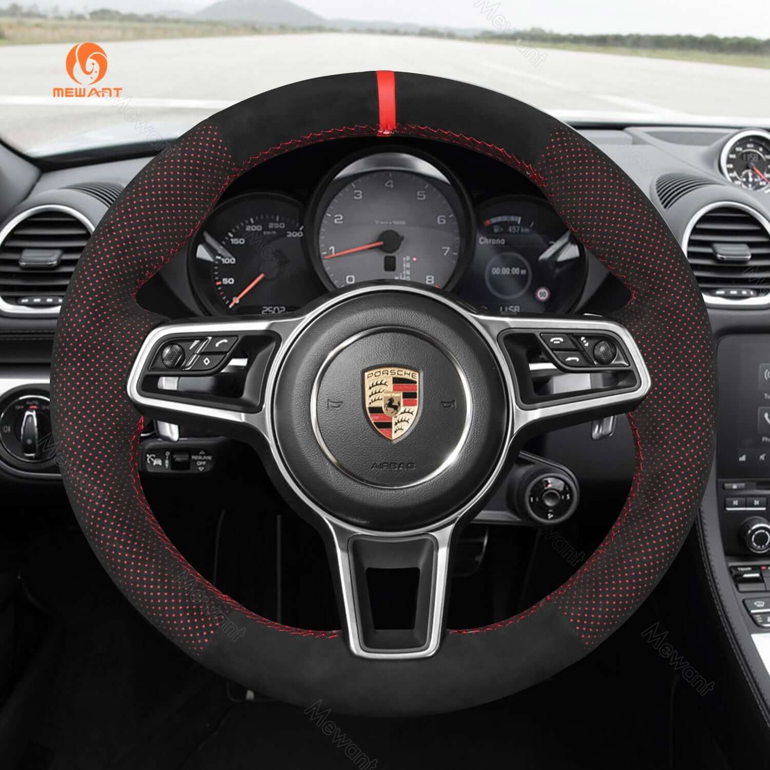 Mewant Mesh Alcantara DIY Customize Style - For Porsche Series - Alcantara, Leather, Carbon Fiber, Easy Install, Non - Slip, Best Steering Wheel Cover