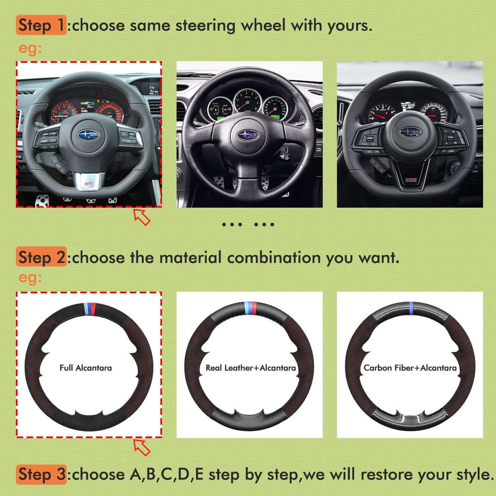 Mewant Mesh Alcantara DIY Customize Style - For Subaru Series - Alcantara, Leather, Carbon Fiber, Easy Install, Non - Slip, Best Steering Wheel Cover