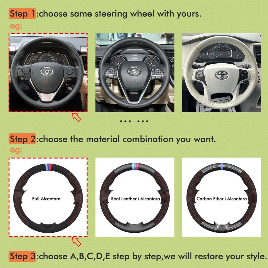 Mewant Mesh Alcantara DIY Customize Style - For Toyota Series - Alcantara, Leather, Carbon Fiber, Easy Install, Non - Slip, Best Steering Wheel Cover