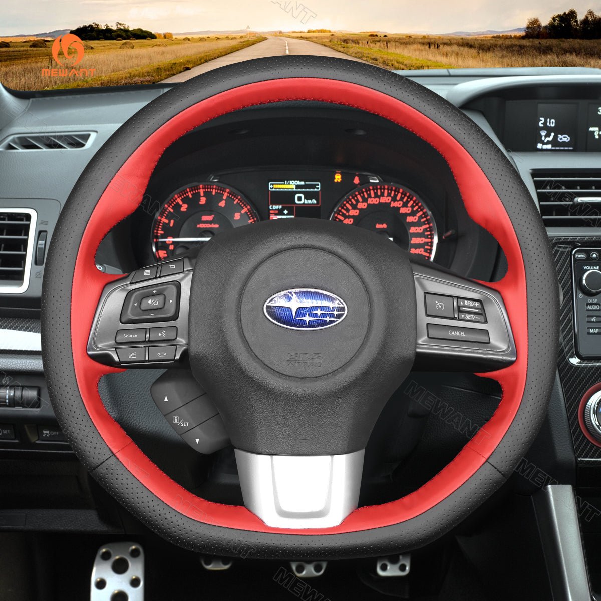 MEWANT Personalized Hand Stitch Car Steering Wheel Cover for Subaru WRX (STI) Levorg 2015 - 2019 - Mewant Cover