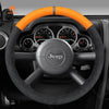 MEWANT Real Leather Suede Car Steering Wheel Cover for for Jeep Wrangler (JK) - Alcantara, Leather, Carbon Fiber, Easy Install, Non - Slip, Best Steering Wheel Cover