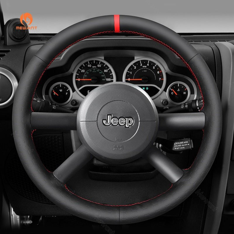 MEWANT Real Leather Suede Car Steering Wheel Cover for for Jeep Wrangler (JK) - Mewant Cover