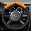MEWANT Real Leather Suede Car Steering Wheel Cover for for Jeep Wrangler (JK) - Alcantara, Leather, Carbon Fiber, Easy Install, Non - Slip, Best Steering Wheel Cover