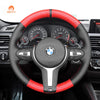 MEWANT Red Carbon Fiber Black Leather Car Steering Wheel Cover for BMW M Sport F30 F31 F34 F10 F11 F07 / F12 F13 F06 X3 F25 X4 F26 X5 F15 - Mewant Cover