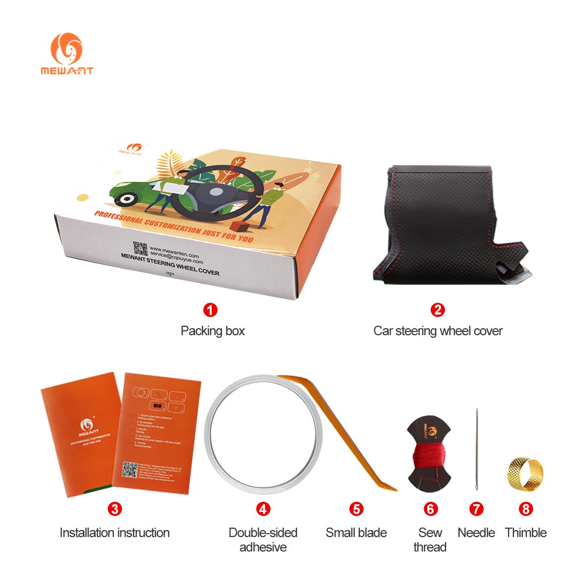 MEWANT Red Carbon Fiber Black Leather Car Steering Wheel Cover for BMW M Sport F30 F31 F34 F10 F11 F07 / F12 F13 F06 X3 F25 X4 F26 X5 F15 - Alcantara, Leather, Carbon Fiber, Easy Install, Non - Slip, Best Steering Wheel Cover