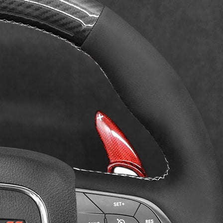 MEWANT Red Glossy Carbon Fiber Black PU Leather Car Steering Wheel Cover for Dodge Challenger Charger Durango 2018 - 2021 - Mewant Cover