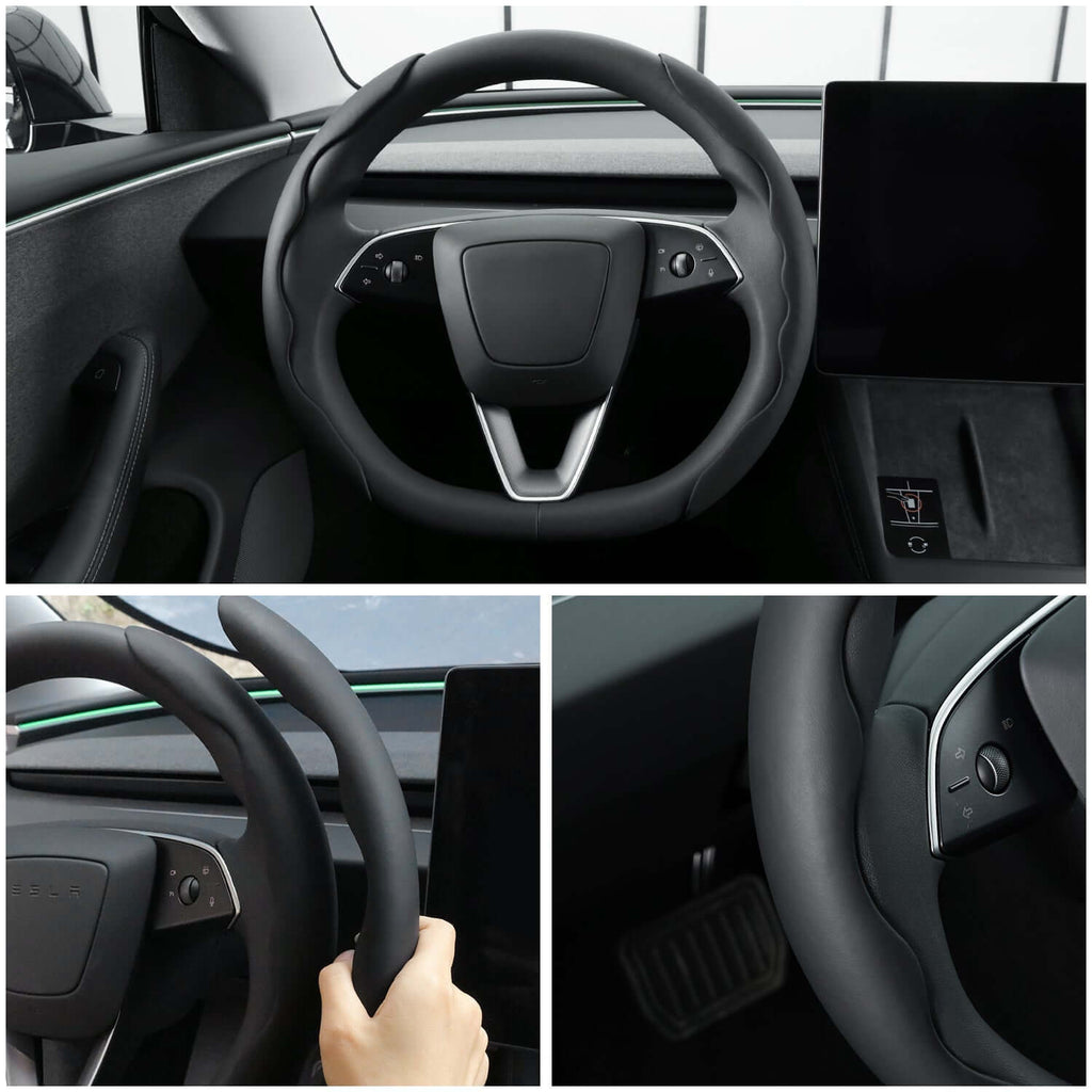 MEWANT Segmented Universal Steering Wheel Cover for Most Toyota Honda Porsche Lexus Infiniti - Alcantara, Leather, Carbon Fiber, Easy Install, Non - Slip, Best Steering Wheel Cover