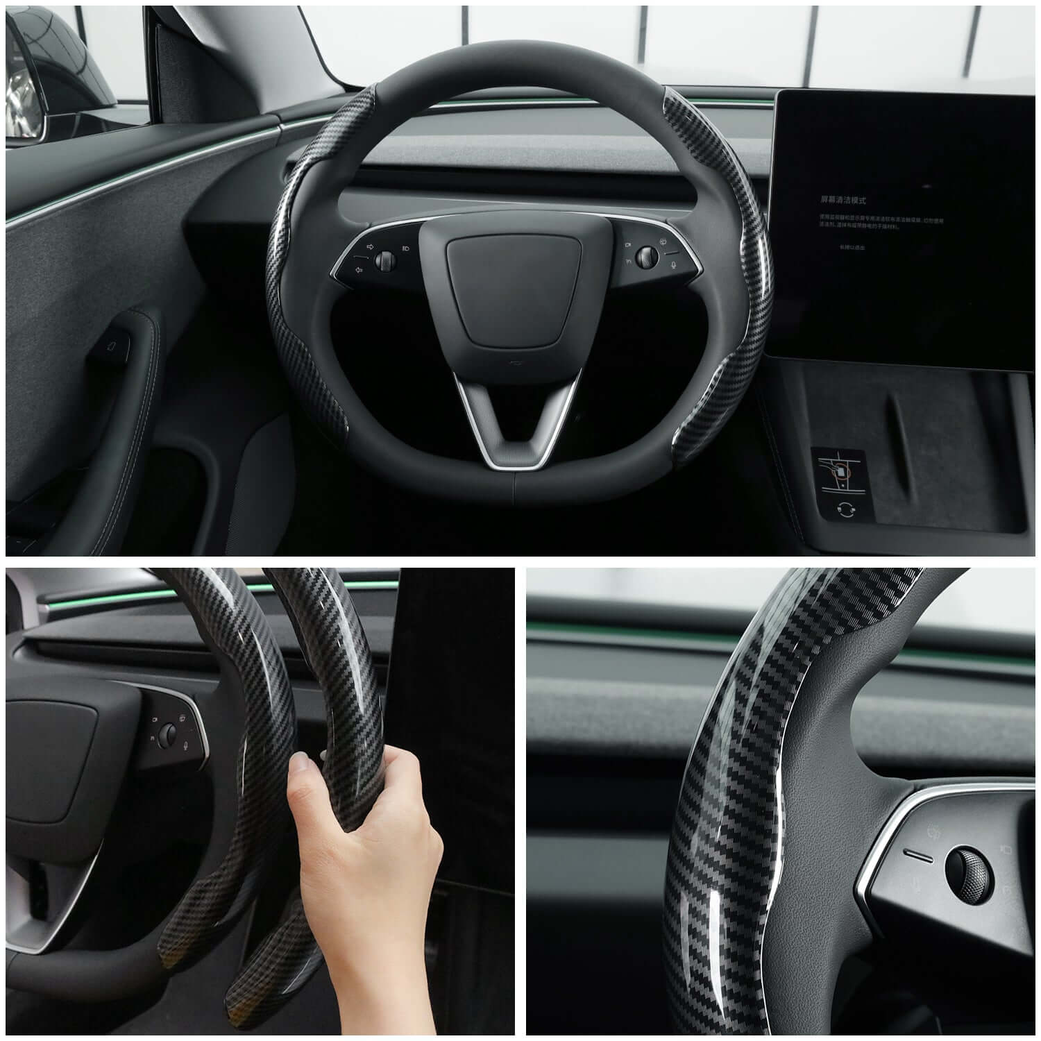 MEWANT Segmented Universal Steering Wheel Cover for Most Toyota Honda Porsche Lexus Infiniti - Alcantara, Leather, Carbon Fiber, Easy Install, Non - Slip, Best Steering Wheel Cover