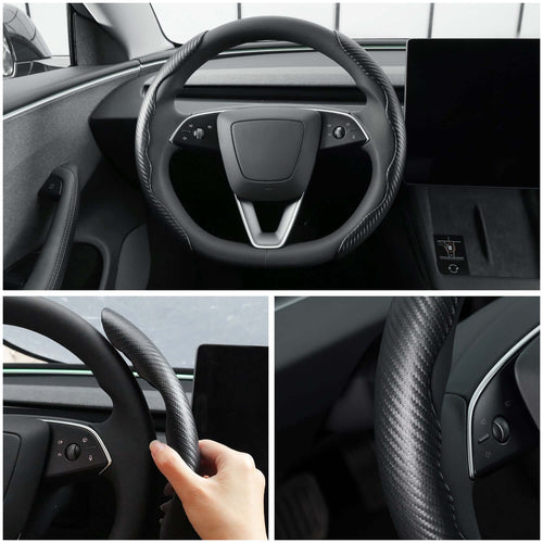 MEWANT Segmented Universal Steering Wheel Cover for Most VW BMW Audi Mercedes Benz Subaru Hyundai Kia - Alcantara, Leather, Carbon Fiber, Easy Install, Non - Slip, Best Steering Wheel Cover