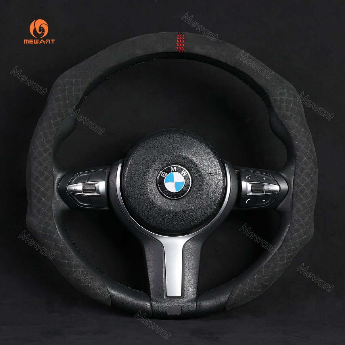 MEWANT Sport Style Alcantara Universal Car Steering Wheel Cover for All As BMW Audi Mercedes Benz VW Subaru Hyundai Kia... - Alcantara, Leather, Carbon Fiber, Easy Install, Non - Slip, Best Steering Wheel Cover