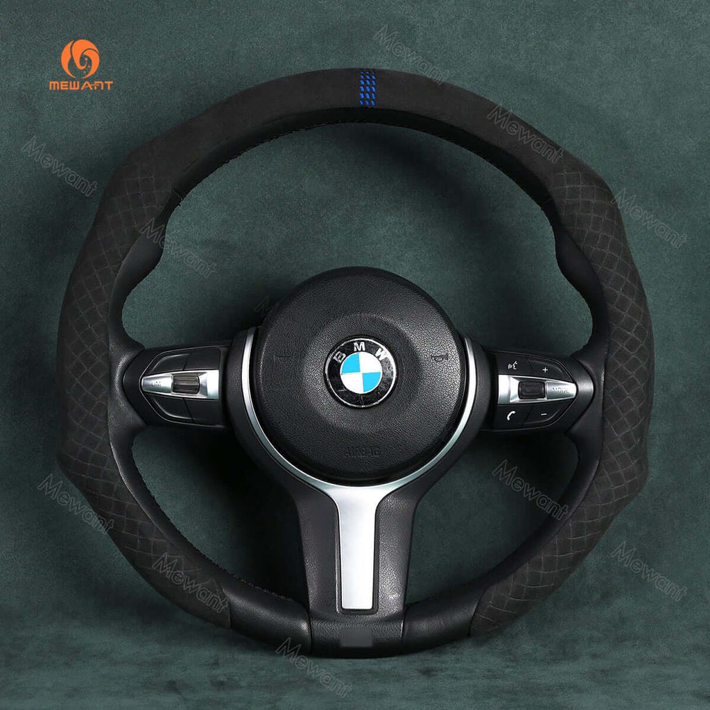 MEWANT Sport Style Alcantara Universal Car Steering Wheel Cover for All As BMW Audi Mercedes Benz VW Subaru Hyundai Kia... - Alcantara, Leather, Carbon Fiber, Easy Install, Non - Slip, Best Steering Wheel Cover