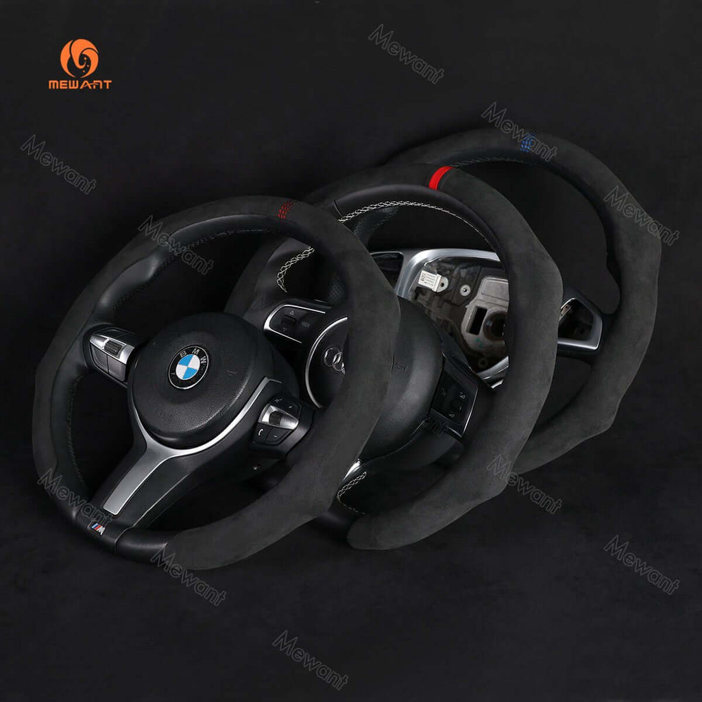 MEWANT Sport Style Alcantara Universal Car Steering Wheel Cover for All As BMW Audi Mercedes Benz VW Subaru Hyundai Kia... - Alcantara, Leather, Carbon Fiber, Easy Install, Non - Slip, Best Steering Wheel Cover