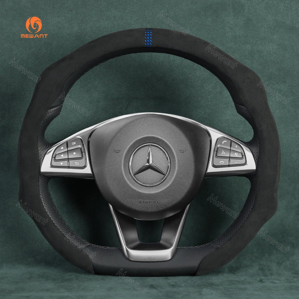 MEWANT Sport Style Universal Car Steering Wheel Cover Fit for All As Audi Subaru Mercedesbenz BMW - Alcantara, Leather, Carbon Fiber, Easy Install, Non - Slip, Best Steering Wheel Cover