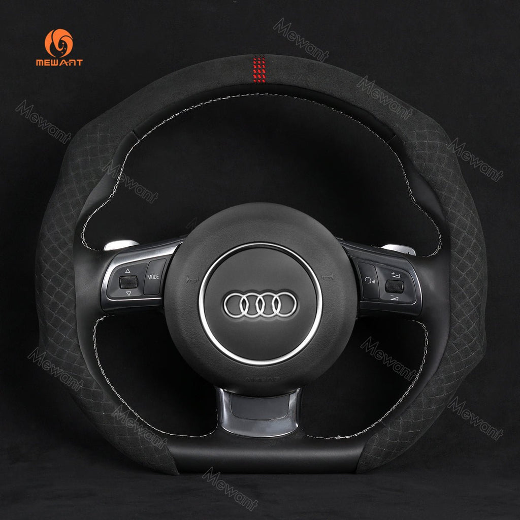 MEWANT Sport Style Universal Car Steering Wheel Cover Fit for All As Audi Subaru Mercedesbenz BMW - Alcantara, Leather, Carbon Fiber, Easy Install, Non - Slip, Best Steering Wheel Cover