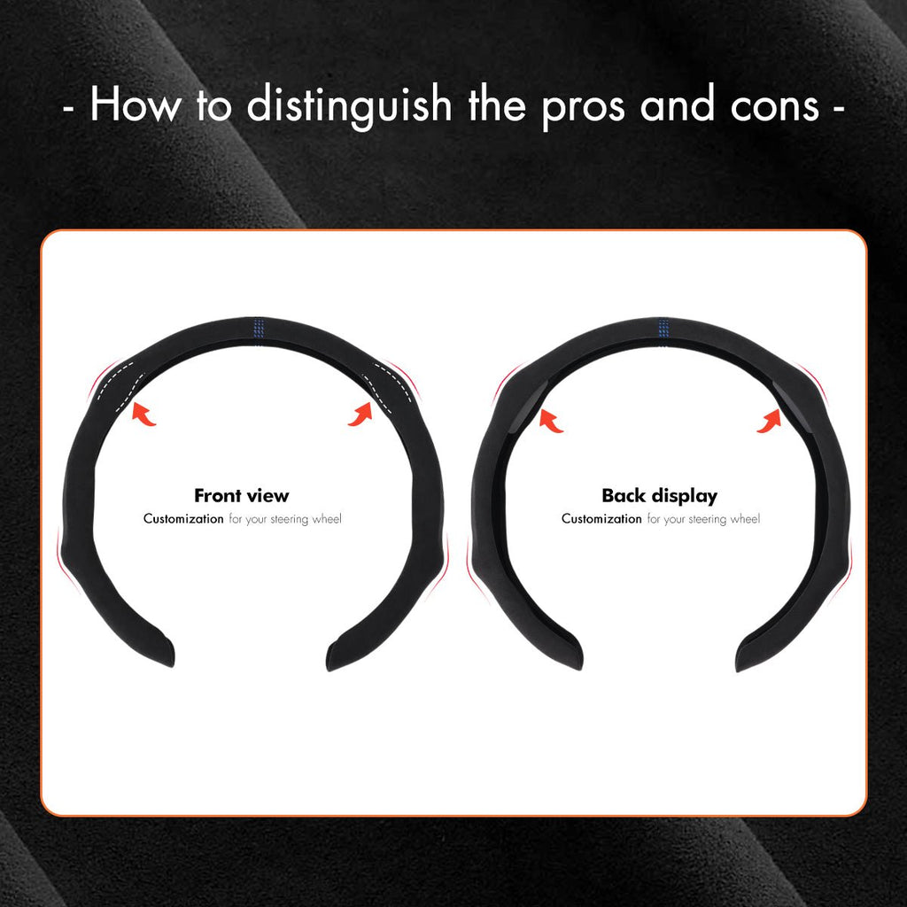 MEWANT Sport Style Universal Car Steering Wheel Cover Fit for All As Audi Subaru Mercedesbenz BMW - Alcantara, Leather, Carbon Fiber, Easy Install, Non - Slip, Best Steering Wheel Cover